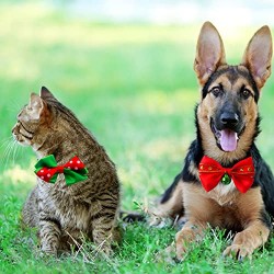 Christmas Dog Nylon Collar Ribbon Neck Bow Dog 40 Colors Christmas Santa Gingerbread Man Printing Black Dog Cat Pet Accessories
