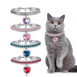Cat Water-Drop Rhinestone Collar for Cats and Dogs Neck Accessories Pendant Anti-loss Crystal Pet Collar