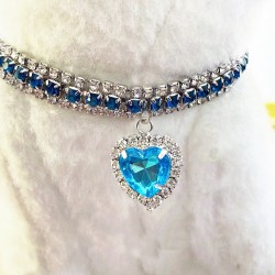 Cat Water-Drop Rhinestone Collar for Cats and Dogs Neck Accessories Pendant Anti-loss Crystal Pet Collar