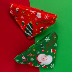 Christmas Dog Bandanas Collar Adjustable Custom Pet Collar with Bib Cat Scarf Small Dog Scarf Accessories