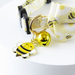 Custom Pet Daisy Collar Kitten Bee Bowknot Bell Style Breakaway Collar Cat Safety Buckle Removable Bowknot 20-28*1cm