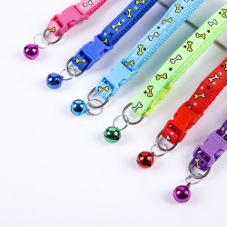 Polyester Pet Adjustable Collar With Bell Adjustable Quick Release Buckle Collar Small Dog Collar