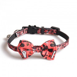 Halloween Pet Pumpkin Collar Safety Buckle Puppy Collar Holiday Bow Bell Small Adjustable Pet Collar