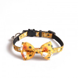Halloween Pet Pumpkin Collar Safety Buckle Puppy Collar Holiday Bow Bell Small Adjustable Pet Collar