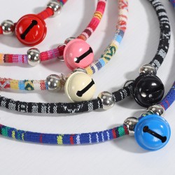 Bohemia Pet Cloth Collar With Bell Fastener of Metal Retractable Handmade Pet Supplies Adjustable Cat Collar