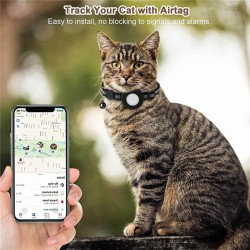 Cat Tracker Protective Collar Adjustable Air Tag Holder Anti-loss Reflective Kitten Collar Belt With Bell