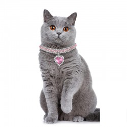 Rhinestone Cat Pendant Collar