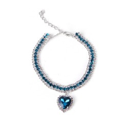 Rhinestone Cat Pendant Collar Heart Bling Breakaway Cat Collar Valentine's Day Artificial Diamond Cat Collars With Pendant
