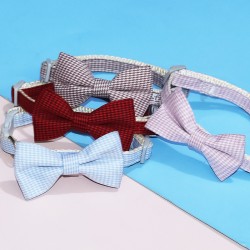 Christmas Dog Bow Tie Custom Pet Accessories Necklace Tweed Cute Fashion Puppy Dog Bow Ties With Collar