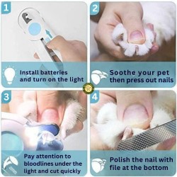 Baffle Pet Nail Trimmer Modern Design Electric Led Light Transparent Cat Grooming Tool