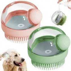 Custom Dog Bath Brush Pet Shampoo Silicone Puppy Massage Dog Shower Brush With Soap Dispenser Pet Grooming Massage Brushes