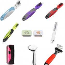 Pet Steel Deshedding Brush Multi-functional Pet Clean Wooden Handle Flea Comb Open Knot Brush for Dogs Cats