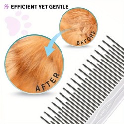 Poodle Pet Detangling Comb with LongcShort Stainless Steel Teeth for Removing Matted Fur Tangles Cat Grooming