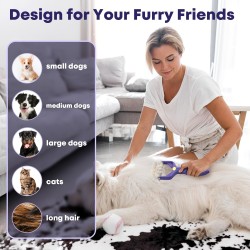 Double-Sided Pet Grooming Brush Extra Wide Shedding & Dematting Undercoat Rake for Dogs and Cats Reduces Shedding by 95%