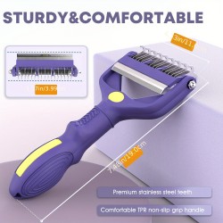 Double-Sided Pet Grooming Brush Extra Wide Shedding & Dematting Undercoat Rake for Dogs and Cats Reduces Shedding by 95%