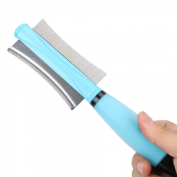 Double Sided Pet Brush Pet Supplies Silicon Handle Row Steel Hair Removal Comb Grooming Massaging Pet Cleaning Brush