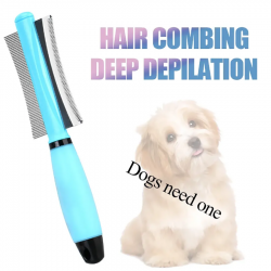 Double Sided Pet Brush Pet Supplies Silicon Handle Row Steel Hair Removal Comb Grooming Massaging Pet Cleaning Brush