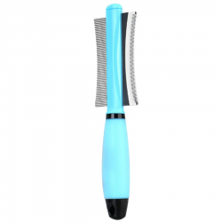 Double Sided Pet Brush Pet Supplies Silicon Handle Row Steel Hair Removal Comb Grooming Massaging Pet Cleaning Brush