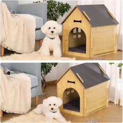 Wholesale Wooden Pet House with Roof for Dogs Indoor and Outdoor Usage, Easy Assemble Breathable Dog