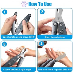 Multi-Function Dog Nail Trimmer Folding Stainless Steel Dog Nail Trimmer Dog Nail Grinder