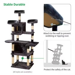 Modern Cat Scratcher Luxury Flower Style Tower Condo - Scratcher for Large Cats