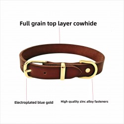 Custom Cowhide Dog Collar Adjustable with Zinc Alloy for pet