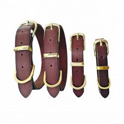 Custom Cowhide Dog Collar Vintage Adjustable with Zinc Alloy Fasteners for Medium Large Dogs
