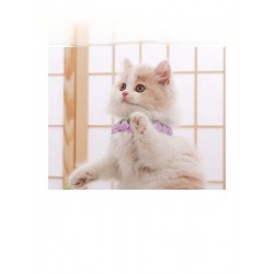 Custom Winter Cat Scarf with Purple-Yellow Berry & Yellow-Green Stamen Pattern - Pet Accessories for Winter