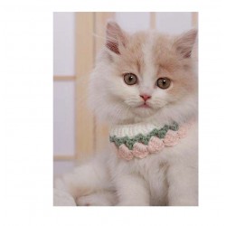 Custom Winter Cat Scarf with Purple-Yellow Berry & Yellow-Green Stamen Pattern - Pet Accessories for Winter
