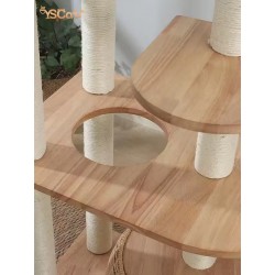Modern Cat Tree Condo - High Quality Wooden Cat Tower Condo with Large Hammock & Scratching Posts