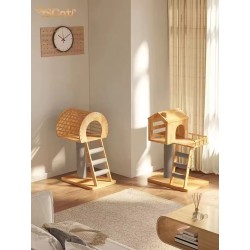 Modern Cat Tree Condo - High Quality Wooden Cat Tower Condo with Large Hammock & Scratching Posts