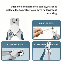 Pet Cleaning Nail Cutter and Grooming Tools With Led Light Finger Built-in File Stainless Steel Nail Clippers