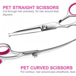 Pet Grooming Nail Scissor Sets Cutting Scissors Curved Shears Puppy Dogs Hair Thinning Shears