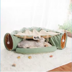 Customizable Cat Tunnel Combo - 3-in-1 Foldable Plush Bed & Play Toy, Modular Design for Kittens