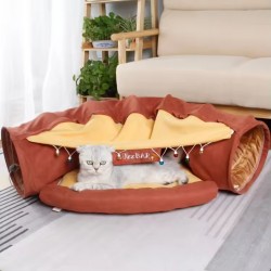 Customizable Cat Tunnel Combo - 3-in-1 Foldable Plush Bed & Play Toy, Modular Design for Kittens
