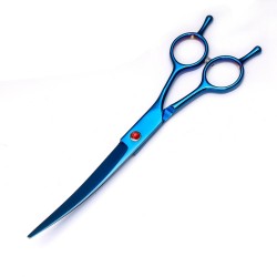 Pet Grooming Curved Scissor Stainless Steel Thinning Scissors 7.5 Inch Fishbone Teeth