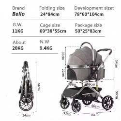 Wholesale Foldable Pet Stroller - Breathable Carrier for Dogs and Cats Outdoor Usage