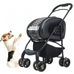 Pet Stroller with Storage Basket