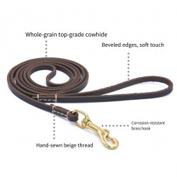 Cowhide Pet Leash and Slim Hand-Stitched Leather Rope