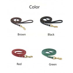 Pet Leather Rope with Brass Hook Slim Hand-Stitched