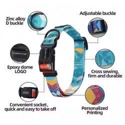 New Strong Pet Collars with Custom Reflective Print Ribbon
