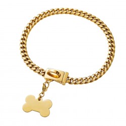 Custom Steel Pet Chain with Gold Color Texture Metal for Dog