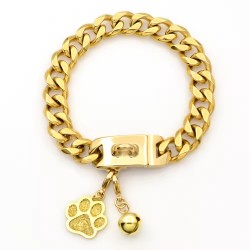 Custom Steel Pet Chain with Gold Color Texture Metal for Dog