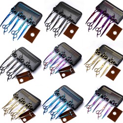 Pet Grooming Scissors Kit Safety Round Tip Stainless Steel Pet Grooming Trimmer Kit Thinning Straight Curved Tooth Shear