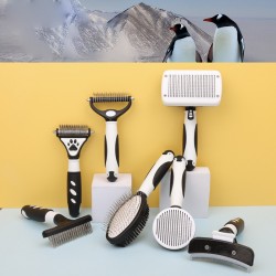 Pet Hair Remover Comb Penguin Shape Double Sided Open Knot Comb Dematting Tool Pet Dematting Rake Comb Brush Comb