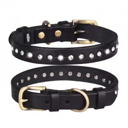 Wholesale Leather Pet Collar With Shiny Rhinestone Dog Collar