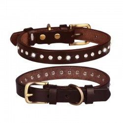 Wholesale Leather Pet Collar With Shiny Rhinestone Dog Collar