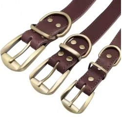 Wholesale Leather Dog Collar with Engraved Nameplate Personalized Soft Leather Dog Collar