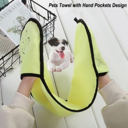 Microfiber Dog Grooming Towel with Hand Pockets Quick Drying Dog Shammy Stocked Feature