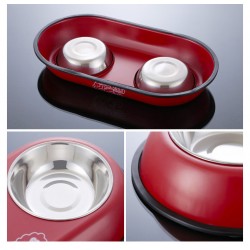 Custom Pet Food Bowl Dog and Cat Food Water Large Small Puppy Feeder Feeding Bowls Non Slip Pet Double Bowl